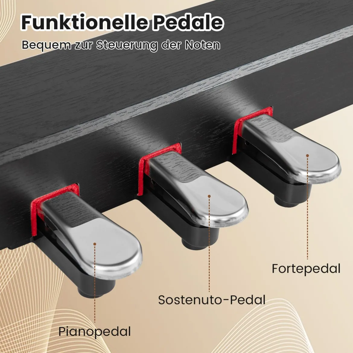 Digital Piano 88-Tasten mit Hammermechanik gewichtete Tastatur E-Piano mit Möbelständer Schwarz