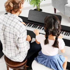 Digital Piano 88-Tasten mit Hammermechanik gewichtete Tastatur E-Piano mit Möbelständer Schwarz