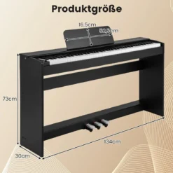 Digital Piano 88-Tasten mit Hammermechanik gewichtete Tastatur E-Piano mit Möbelständer Schwarz
