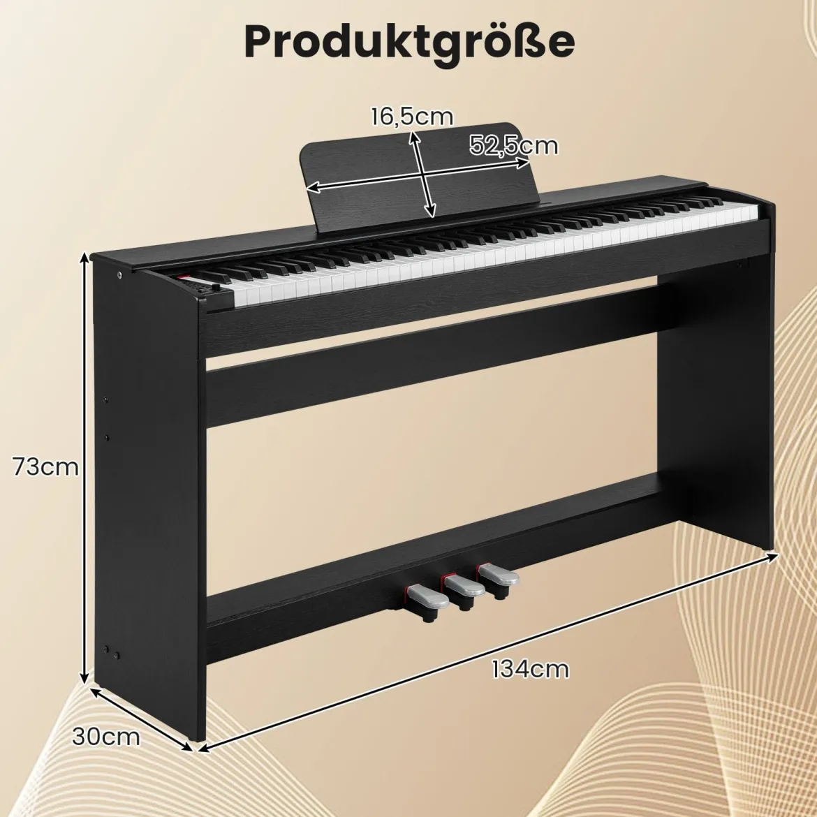 Digital Piano 88-Tasten mit Hammermechanik gewichtete Tastatur E-Piano mit Möbelständer Schwarz