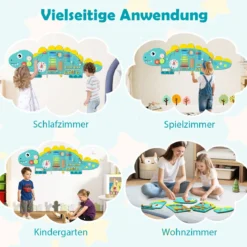 Dinosaurier Aktivitätswand für Kleinkinder 11-in-1 Montessori Holz-Sensorik-Wandspielzeug Grün