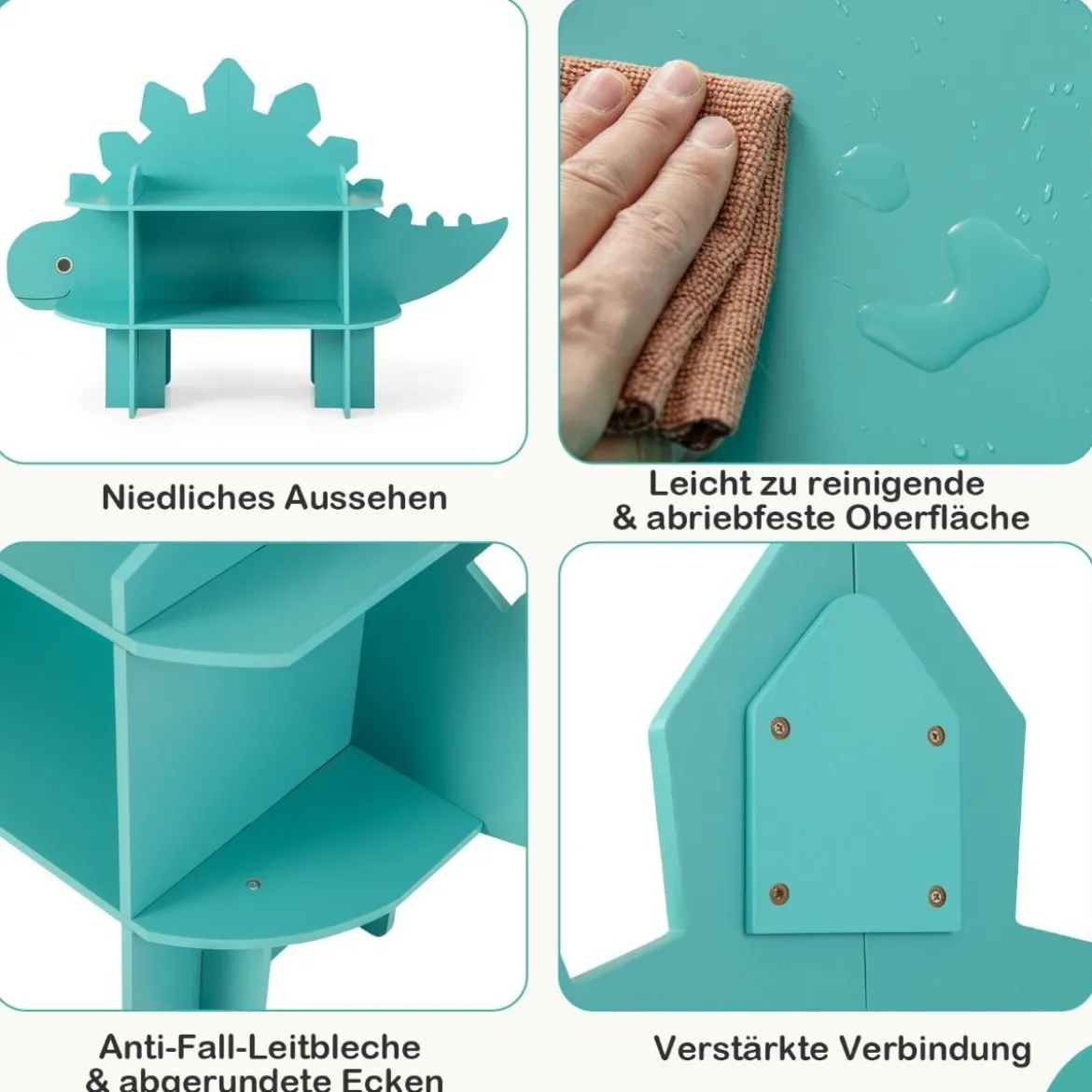Dinosaurier Bücherregal für Kinder Spielzeug-Aufbewahrungsorganisator mit offenen Regalen