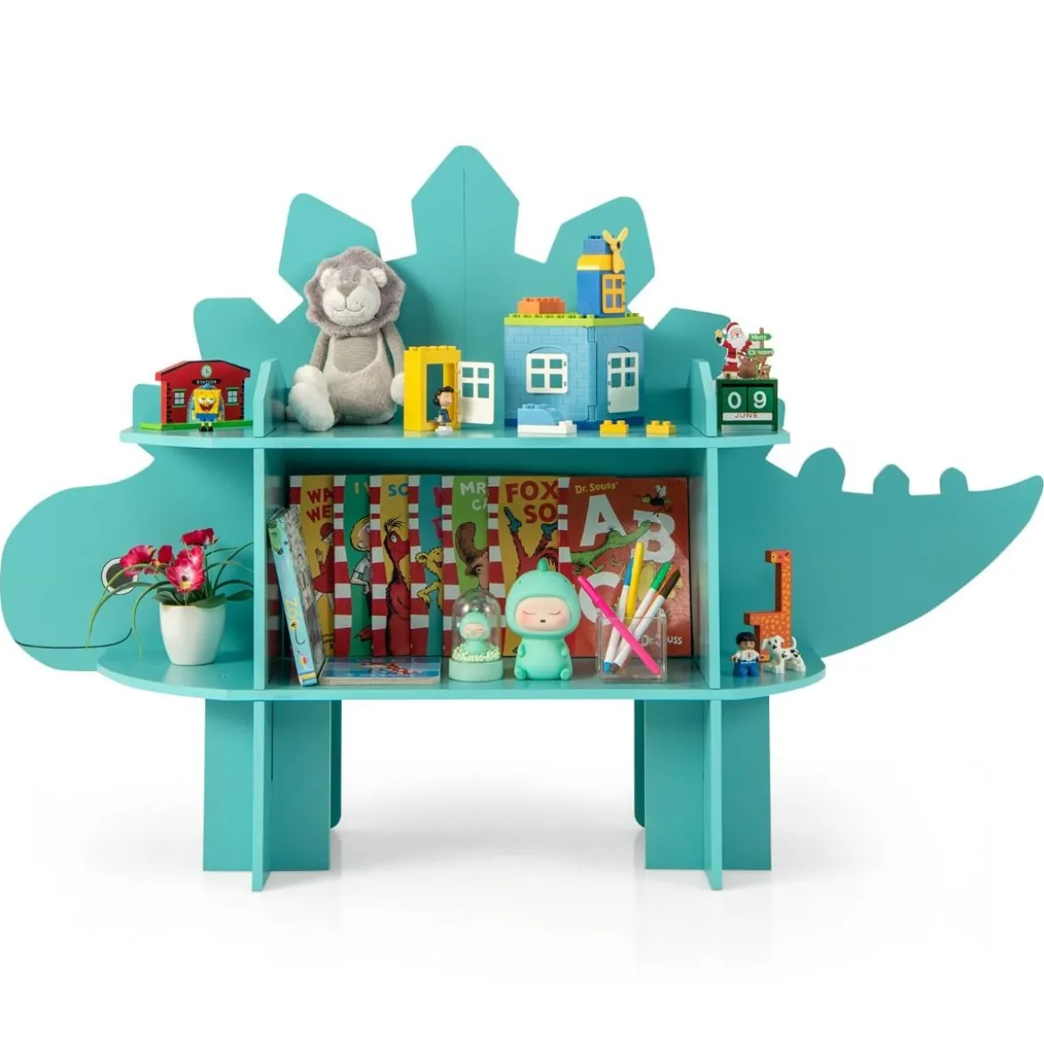 Dinosaurier Bücherregal für Kinder Spielzeug-Aufbewahrungsorganisator mit offenen Regalen