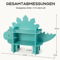 Dinosaurier Bücherregal für Kinder Spielzeug-Aufbewahrungsorganisator mit offenen Regalen