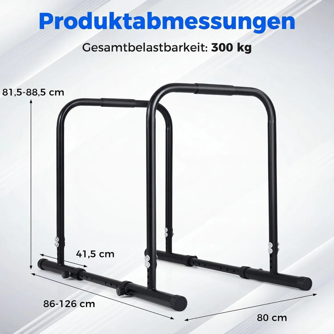 Dip Barren bis 300 kg Belastbar 81,5-88,5 cm Höhenverstellbar 86-126 cm Breitenverstellbar