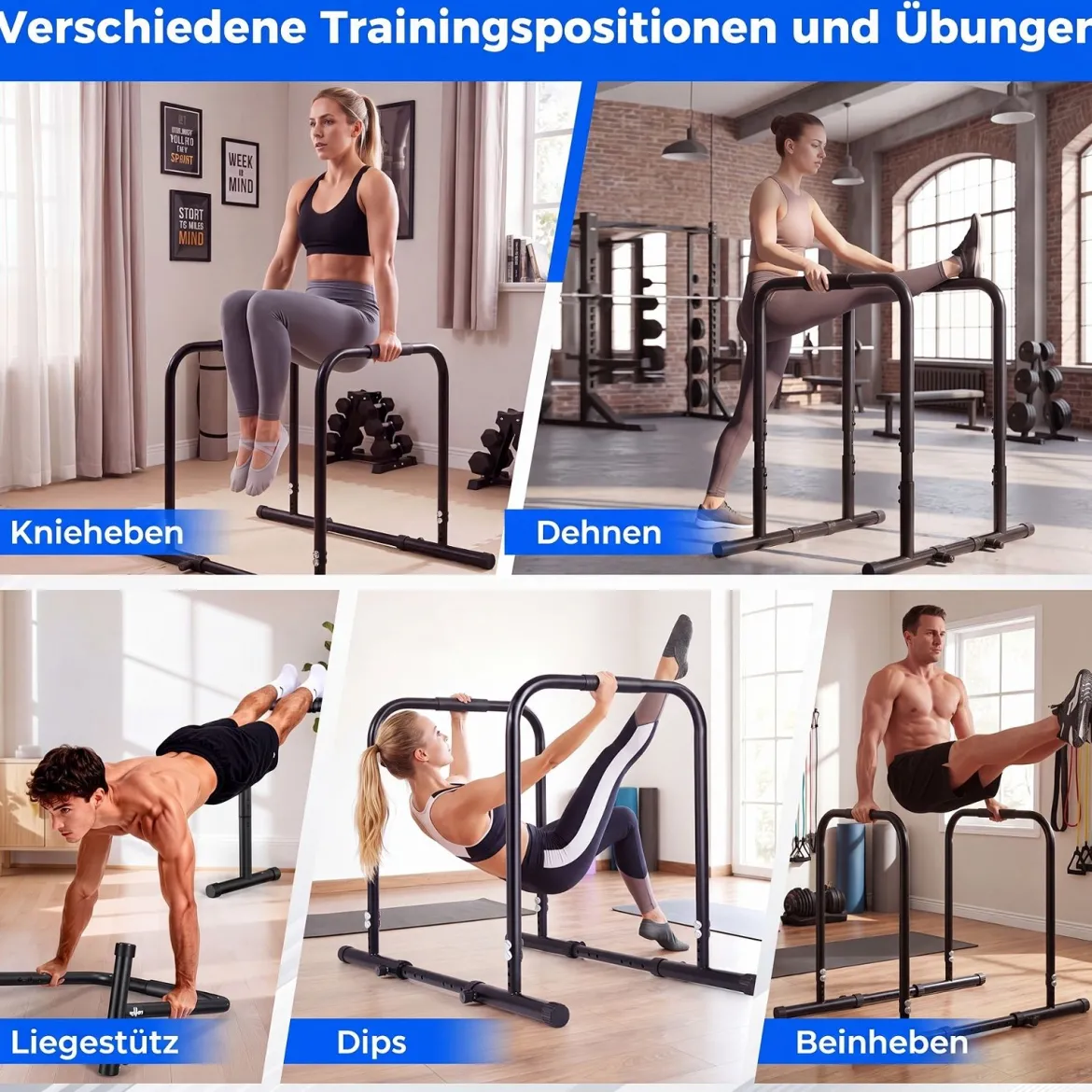 Dip Barren bis 300 kg Belastbar 81,5-88,5 cm Höhenverstellbar 86-126 cm Breitenverstellbar