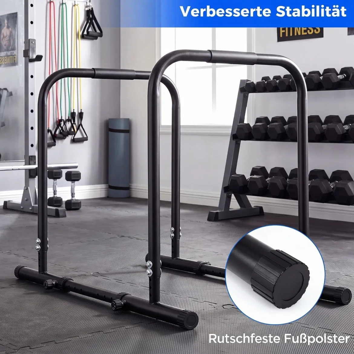 Dip Barren bis 300 kg Belastbar 81,5-88,5 cm Höhenverstellbar 86-126 cm Breitenverstellbar