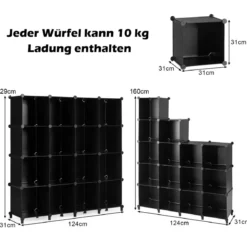 DIY Würfelregal mit 16 Fächern Regalsystem stapelbar Steckregal Schuhregal für Wohnzimmer & Schlafzimmer