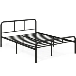 Doppelbettmit Kopf- & Fußteil Metallbett Bettgestell Metallplattformbett für 140 x 190 cm Matratze