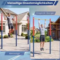 Doppel Klimmzugstange Reckstange Höhenverstellbar 80-172 cm aus Verzinktem Stahl bis 220 kg