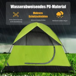 Doppellagiges Familien-Campingzelt Kuppelzelt winddicht 210 x 210 x 160 cm Grün