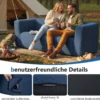 Doppelluftsofa tragbares aufblasbares Sofa mit abnehmbarem Bezug breite Armlehnen Blau