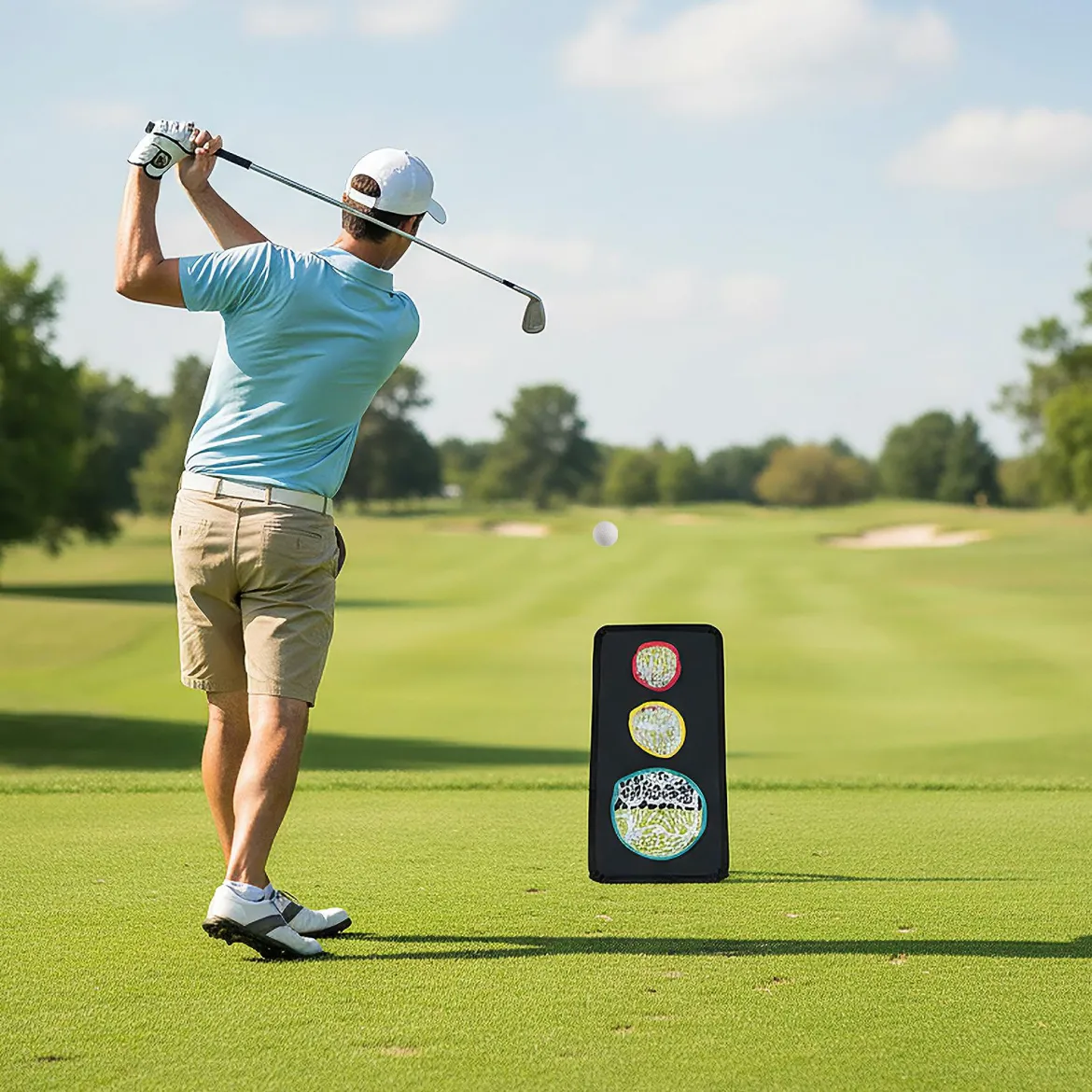Doppelseitiges Golf-Chipping-Netz mit 5 Zielöffnungen & Dreieckige Struktur & Oxford Gewebe Ziel-Trainingssystem