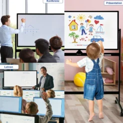 Doppelseitiges magnetisches mobiles Whiteboard mobile rollende Weißwandtafel für Büro Schwarz
