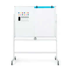 Doppelseitiges Mobiles Whiteboard mit Gittermuster & Ständer & Stiftablage 120 x 90 cm