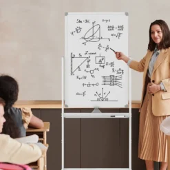 Doppelseitiges Mobiles Whiteboard mit Stiftablage & Zubehör für Schule Büro 60 x 90 cm Weiß