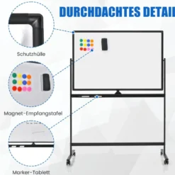 Doppelseitiges mobiles Whiteboard Höhenverstellbares Magnetisches Whiteboard 120 x 80 cm