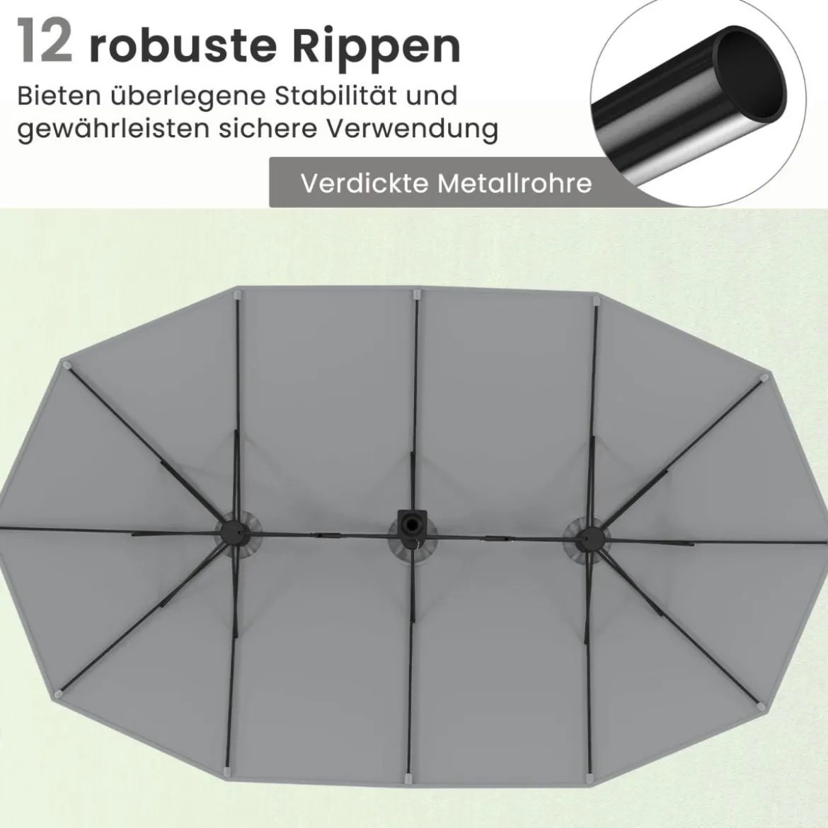 Doppelsonnenschirm mit Ständer Sonnenschirm UPF 50+ Groß XXL Gartenschirm Marktschirm