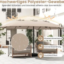 Doppelsonnenschirm mit Ständer Sonnenschirm UPF 50+ Groß XXL Gartenschirm Marktschirm