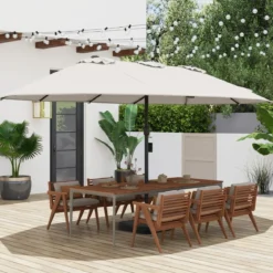 Doppelsonnenschirm mit Ständer Sonnenschirm UPF 50+ Groß XXL Gartenschirm Marktschirm