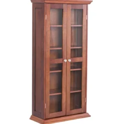 Doppeltüriger Medienschrank Wohnzimmerregal aus Holz mit Türen 56 x 24 x 113 cm Braun