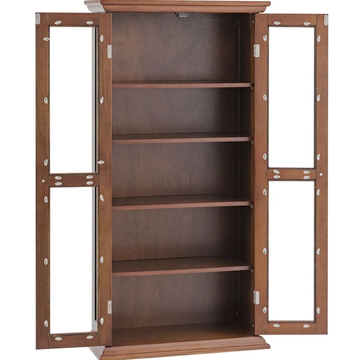 Doppeltüriger Medienschrank Wohnzimmerregal aus Holz mit Türen 56 x 24 x 113 cm Braun