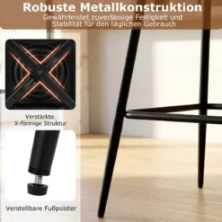Drehbare Barhocker Set mit 2 Stück moderne Barhöhe Stühle mit gepolsterter Rückenlehne Schwarz