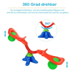 360° Drehbare Karussell Wippe mit Griff zum Festhalten Jede Seite bis 25kg Belastbar
