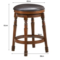 Drehbarer Barhocker 2er Set mit um 360° drehbarem Sitz Retro Barstuhl mit Fußstütze Walnussbraun