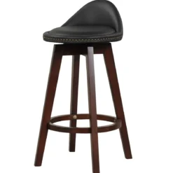 Drehbarer Barhocker im 2er-Set Barstuhl aus PVC-Leder mit Niedriger Rückenlehn 42 x 45 x 87 cm