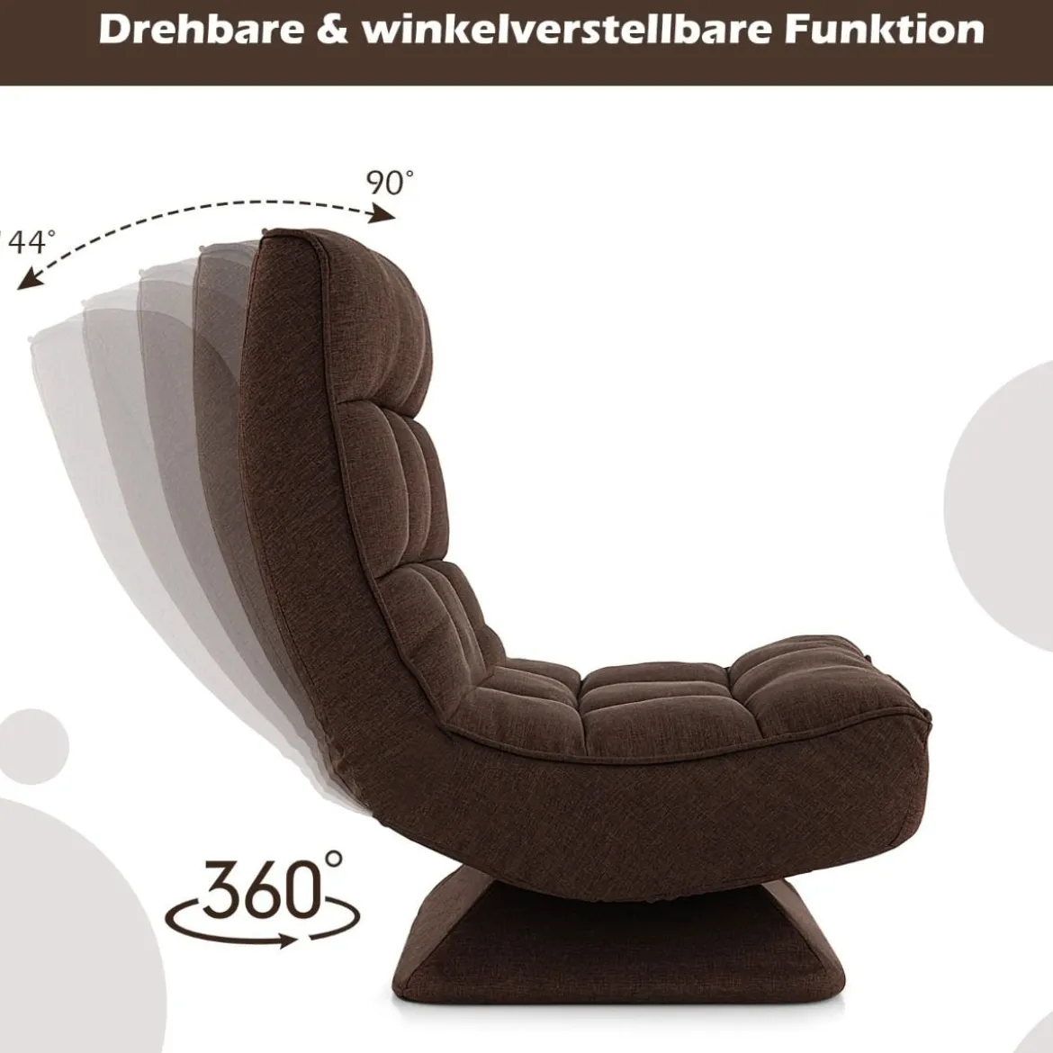 360° Drehbarer Bodensessel mit Rückenlehne & Lendenkissen Bodenstuhl Lazy Sofa