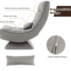 360° Drehbarer Bodensessel mit Rückenlehne & Lendenkissen Bodenstuhl Lazy Sofa
