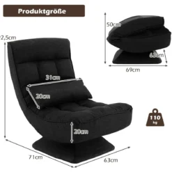 360° Drehbarer Bodensessel mit Rückenlehne & Lendenkissen Bodenstuhl Lazy Sofa