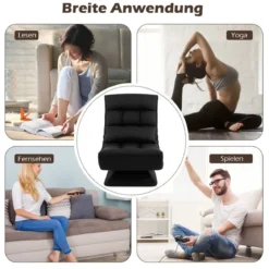 360° Drehbarer Bodensessel mit Rückenlehne & Lendenkissen Bodenstuhl Lazy Sofa