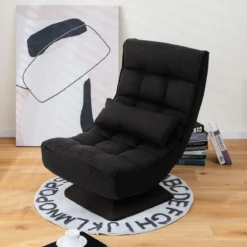 360° Drehbarer Bodensessel mit Rückenlehne & Lendenkissen Bodenstuhl Lazy Sofa