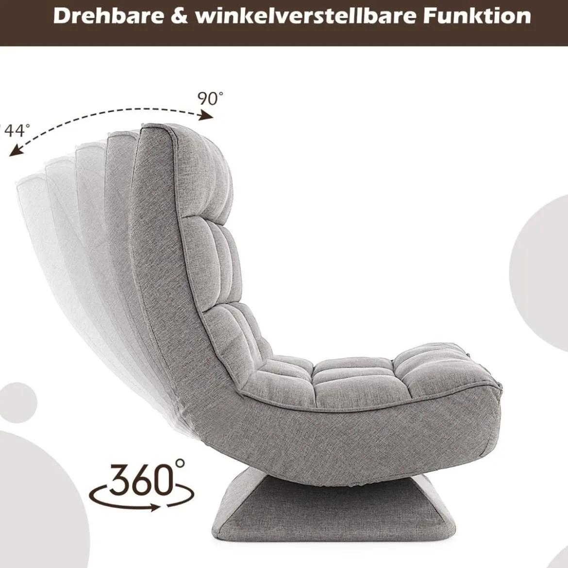 360° Drehbarer Bodensessel mit Rückenlehne & Lendenkissen Bodenstuhl Lazy Sofa