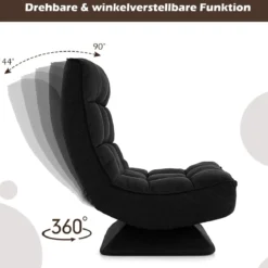 360° Drehbarer Bodensessel mit Rückenlehne & Lendenkissen Bodenstuhl Lazy Sofa