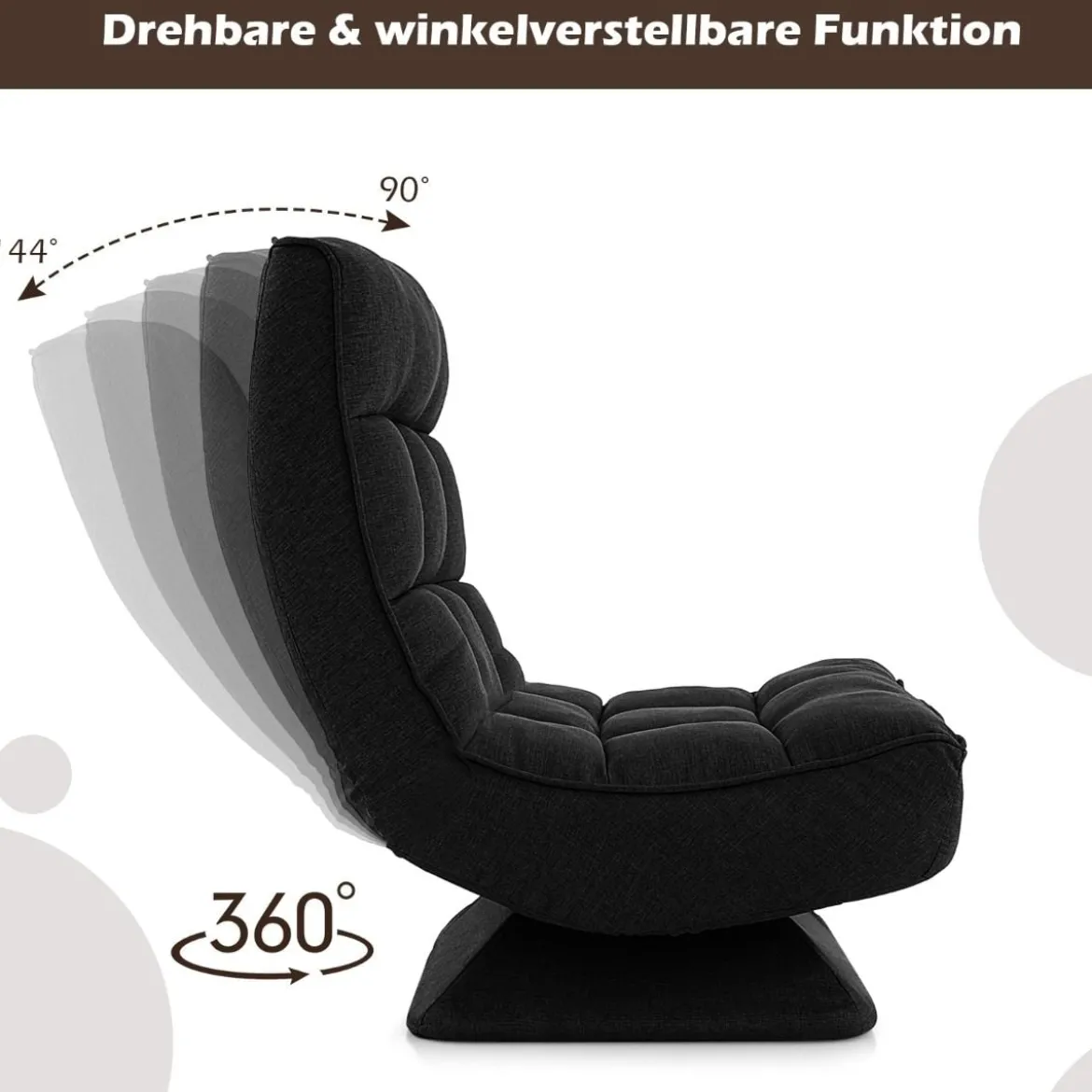 360° Drehbarer Bodensessel mit Rückenlehne & Lendenkissen Bodenstuhl Lazy Sofa