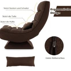 360° Drehbarer Bodensessel mit Rückenlehne & Lendenkissen Bodenstuhl Lazy Sofa