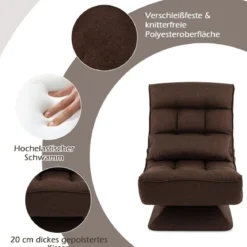 360° Drehbarer Bodensessel mit Rückenlehne & Lendenkissen Bodenstuhl Lazy Sofa