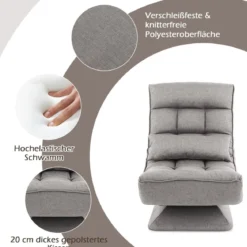 360° Drehbarer Bodensessel mit Rückenlehne & Lendenkissen Bodenstuhl Lazy Sofa