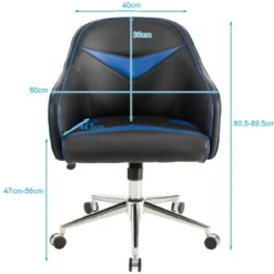 Drehbarer Bürosessel mit Verstellbarer Höhe & Neigungswinkel Blau + Schwarz