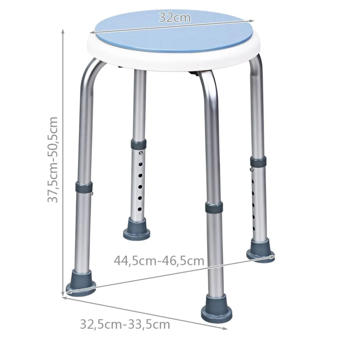 360° Drehbarer Duschhocker Höhenverstellbarer Duschstuhl Alu Badehocker Duschsitz Blau