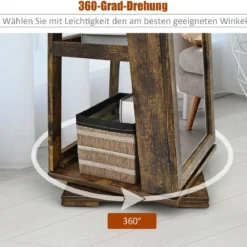 360° Drehbarer Schmuckschrank mit Ganzkörperspiegel Spiegelschrank mit Schmuckaufbewahrung