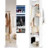 360° Drehbarer Schmuckschrank mit Spiegel & LED-Leuchten Freistehender Spiegelschrank