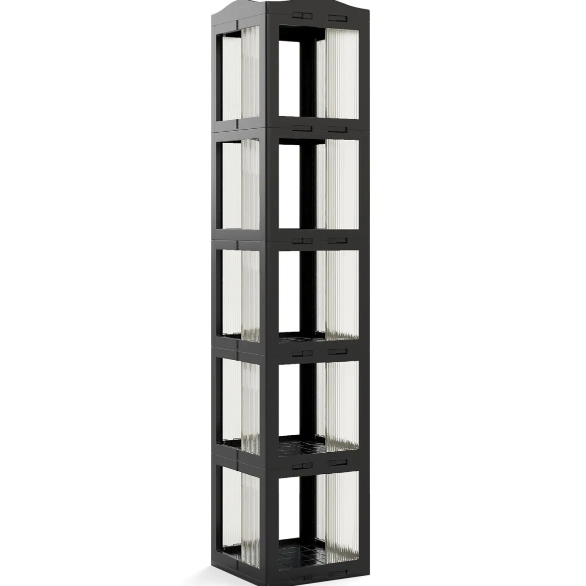 360° Drehbares Bücherregal Klappbares Standregal Transparenter Büroregal 36,5 x 36 x 174 cm Schwarz