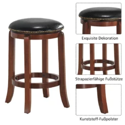 Drehhocker Barhocker gepolsterter Rundhocker Bistrohocker Barstuhl 49 x 49 x 61 cm Braun + Schwarz