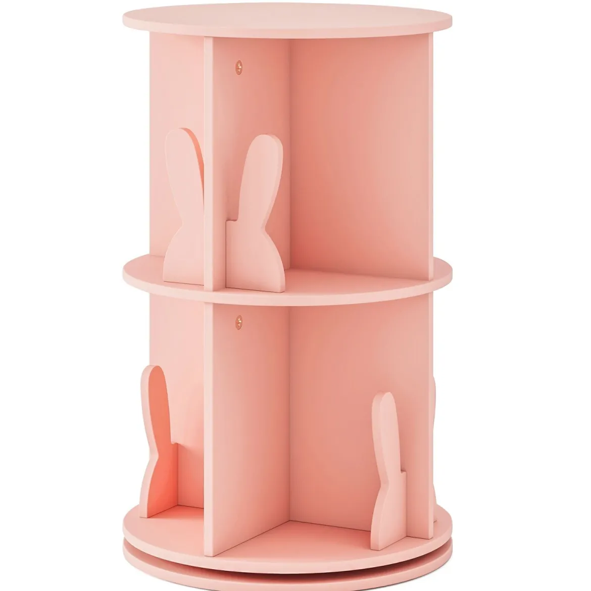 Drehrbares Bücherregal Kinder Kinderregal mit 2 Ebenen & Hasen-Trennwänden 40 x 40 x 65cm Rosa