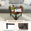 Dreieckiger Couchtisch mit Metallbeinen Ovaler Kaffeetisch Industrieller Beistelltisch Rustikalbraun