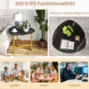 Dreieckiger Couchtisch Ovaler Kaffeetisch Mit Metallbeinen Holzakzent Rustikales Braun & Schwarz